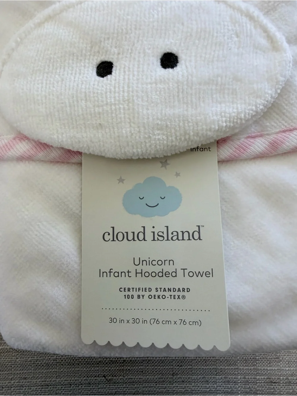 cloud island unicorn  White and Pink Hooded Towel